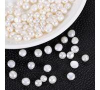 sourcing map 100 Pcs Freshwater Pearl Beads, 7-8mm Irregular Loose Gemstone Pearls 0.8mm Side Hole for Leather Cord Beading Jewelry Making DIY Craft, White