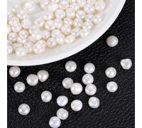 sourcing map 100 Pcs Freshwater Pearl Beads, 8-9mm Irregular Loose Gemstone Pearls 0.8mm Side Hole for Leather Cord Beading Jewelry Making DIY Craft, White