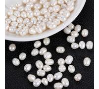 sourcing map 100 Pcs Freshwater Pearl Beads, 8-9mm Oval Rice Shape Loose Gemstone Pearls 0.8mm Hole for Leather Cord Beading Jewelry Making DIY Craft, White
