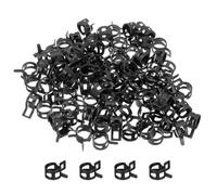 sourcing map 100 Pcs Fuel Line Clamps Spring Band Hose Clamps, 11mm Silicone Air Tube Vacuum Hose Water Pipe Low Pressure Clamps Assortment Kit, Black