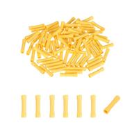 sourcing map 100 Pcs Fully Insulated Butt Connectors, BV1.25 0.5-1.5 Gauge Copper Wiring Crimps Terminals Kit, Straight Wire Terminals for Wire Connection Electrical, Yellow