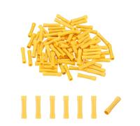 sourcing map 100 Pcs Fully Insulated Butt Connectors, BV1.25 20-16 Gauge Copper Wiring Crimps Terminals Kit, Straight Wire Terminals for Wire Connection Electrical, Yellow