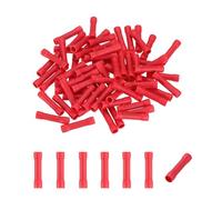 sourcing map 100 Pcs Fully Insulated Butt Connectors, BV1.25 20-16 Gauge Copper Wiring Crimps Terminals Kit, Straight Wire Terminals for Wire Connection Electrical, Red