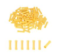 sourcing map 100 Pcs Fully Insulated Butt Connectors, BV2 1.5-1.5 Gauge Copper Wiring Crimps Terminals Kit, Straight Wire Terminals for Wire Connection Electrical, Yellow