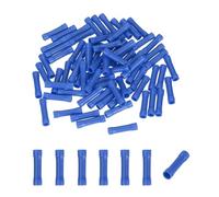 sourcing map 100 Pcs Fully Insulated Butt Connectors, BV2 1.5-1.5 Gauge Copper Wiring Crimps Terminals Kit, Straight Wire Terminals for Wire Connection Electrical, Blue