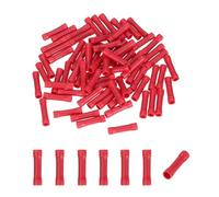sourcing map 100 Pcs Fully Insulated Butt Connectors, BV2 1.5-1.5 Gauge Copper Wiring Crimps Terminals Kit, Straight Wire Terminals for Wire Connection Electrical, Red