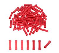 sourcing map 100 Pcs Fully Insulated Butt Connectors, BV2 16-16 Gauge Copper Wiring Crimps Terminals Kit, Straight Wire Terminals for Wire Connection Electrical, Red