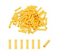 sourcing map 100 Pcs Fully Insulated Butt Connectors, BV2 16-16 Gauge Copper Wiring Crimps Terminals Kit, Straight Wire Terminals for Wire Connection Electrical, Yellow