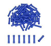 sourcing map 100 Pcs Fully Insulated Butt Connectors, BV2 16-16 Gauge Copper Wiring Crimps Terminals Kit, Straight Wire Terminals for Wire Connection Electrical, Blue