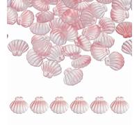 sourcing map 100 Pcs Glass Crystal Beads, Scallop Shape Beads Clam Shell Spacer Bead Top Drilled Bead Bulk for Jewelry Making DIY Craft Earring Necklace Bracelet, Pink
