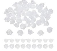 sourcing map 100 Pcs Glass Flower Beads for Jewelry Making, Glass Trumpet Flower Spacer Beads Floral Loose Bead Caps Charm for DIY Necklace Earrings Bracelets Crafts Supplies, Jade White
