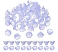 sourcing map 100 Pcs Glass Flower Beads for Jewelry Making, Glass Trumpet Flower Spacer Beads Floral Loose Bead Caps Charm for DIY Necklace Earrings Bracelets Crafts Supplies, Cold Purple