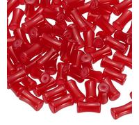 sourcing map 100 Pcs Glass Tube Beads, 6x12mm Cylinder Loose Beads, Stick Tube Beads Glass Bugle Seed Beads for Bracelets Jewelry Making DIY Crafts Earrings Necklaces, Red