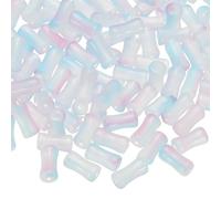 sourcing map 100 Pcs Glass Tube Beads, 6x12mm Cylinder Loose Beads, Stick Tube Beads Glass Bugle Seed Beads for Bracelets Jewelry Making DIY Crafts Earrings Necklaces, Blue/Purple