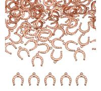 sourcing map 100 Pcs Horseshoe Charm, 16 x 13mm Metal Horseshoe Pendants Alloy Western Horse Shoe Charm Bulk for Necklace Bracelet Jewelry Making, Rose Gold