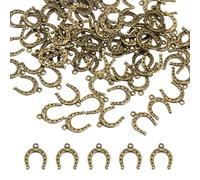sourcing map 100 Pcs Horseshoe Charm, 16 x 13mm Metal Horseshoe Pendants Alloy Western Horse Shoe Charm Bulk for Necklace Bracelet Jewelry Making, Bronze