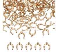 sourcing map 100 Pcs Horseshoe Charm, 16 x 13mm Metal Horseshoe Pendants Alloy Western Horse Shoe Charm Bulk for Necklace Bracelet Jewelry Making, Light Gold