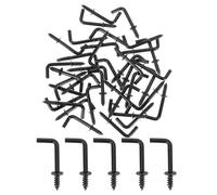 sourcing map 100 Pcs L Shape Hooks, 5/8 Inch Right Angle Hooks Carbon Steel Small Screw in Hooks 7 Shape Right Angle Hook for Hanging, Black