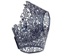 sourcing map 100 Pcs Lace Cupcake Liners Hollow Butterfly Designed Hollow Out Cupcake Wraps Artistic Bake Cake Paper Cups for Anniversary Birthday Weddings Parties, Dark Blue