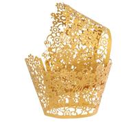 sourcing map 100 Pcs Lace Cupcake Liners Hollow Butterfly Designed Hollow Out Cupcake Wraps Artistic Bake Cake Paper Cups for Anniversary Birthday Weddings Parties, Gold