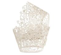 sourcing map 100 Pcs Lace Cupcake Liners Hollow Butterfly Designed Hollow Out Cupcake Wraps Artistic Bake Cake Paper Cups for Anniversary Birthday Weddings Parties, White