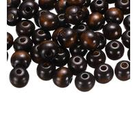 sourcing map 100 Pcs Large Hole Wooden Beads, 18 x 20mm Unfinished Natural Round Wood Spacer Beads Hair Braid Barrel Bead for DIY Crafts Hair Macrame Jewelry Making, Dark Brown