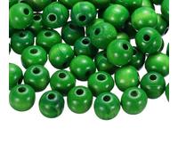 sourcing map 100 Pcs Large Hole Wooden Beads, 18 x 20mm Unfinished Natural Round Wood Spacer Beads Hair Braid Barrel Bead for DIY Crafts Hair Macrame Jewelry Making, Grass Green