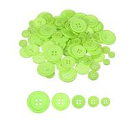 sourcing map 100 Pcs Light Green Resin Button, 4 Holes Round Sewing Buttons, 5 Sizes Flatback Button for DIY Craft Making Clothes Sewing Handmade Ornament(10/12/15/20/25mm)