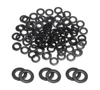 sourcing map 100 Pcs M5 Stainless Steel Flat Washers, 5.4mm ID x 10mm OD x 1mm Thick Black Zinc Plated Metal Washers for Screws and Bolts