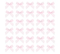 sourcing map 100 Pcs Mini Gingham Ribbon Bows 1.8 Inch Checkered Plaid Bow Fabric Satin for Craft DIY Cake Sewing Wedding Birthday Party Wrapping Christmas Decoration, Pink White