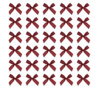 sourcing map 100 Pcs Mini Gingham Ribbon Bows 1.8 Inch Checkered Plaid Bow Fabric Satin for Craft DIY Cake Sewing Wedding Birthday Party Wrapping Christmas Decoration, Black Red