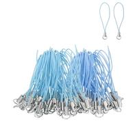 sourcing map 100 Pcs Phone Charm Lanyard Strap Kit, 58 mm Split Ring String Charm Lariat Lanyard Hanging Pendant Clasp for Camera USB Drive Keychain DIY Accessories, Lake Blue/Light Blue