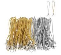 sourcing map 100 Pcs Phone Charm Lanyard Strap Kit, 58 mm Split Ring String Charm Lariat Lanyard Hanging Pendant Clasp for Camera USB Drive Keychain DIY Accessories, Gold/Silver