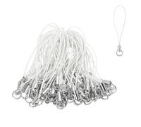 sourcing map 100 Pcs Phone Charm Lanyard Strap Kit, 58 mm Split Ring String Charm Lariat Lanyard Hanging Pendant Clasp for Camera USB Drive Keychain DIY Jewelry Accessories, White