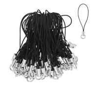 sourcing map 100 Pcs Phone Charm Lanyard Strap Kit, 58 mm Split Ring String Charm Lariat Lanyard Hanging Pendant Clasp for Camera USB Drive Keychain DIY Jewelry Accessories, Black