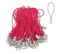 sourcing map 100 Pcs Phone Charm Lanyard Strap Kit, 58 mm Split Ring String Charm Lariat Lanyard Hanging Pendant Clasp for Camera USB Drive Keychain DIY Jewelry Accessories, Rose Red