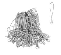 sourcing map 100 Pcs Phone Charm Lanyard Strap Kit, 58 mm Split Ring String Charm Lariat Lanyard Hanging Pendant Clasp for Camera USB Drive Keychain DIY Jewelry Accessories, Silver