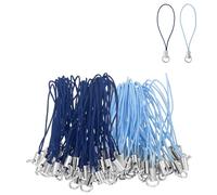 sourcing map 100 Pcs Phone Charm Lanyard Strap Kit, 58 mm Split Ring String Charm Lariat Lanyard Hanging Pendant Clasp for Camera USB Drive Keychain DIY Accessories, Blue/Light Blue