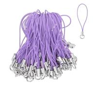 sourcing map 100 Pcs Phone Charm Lanyard Strap Kit, 58 mm Split Ring String Charm Lariat Lanyard Hanging Pendant Clasp for Camera USB Drive Keychain DIY Jewelry Accessories, Light Purple