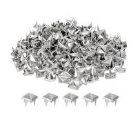 sourcing map 100 Pcs Pyramid Rivets for Clothing, 6mm 4-Jaw Square Rivets, Silver Metal Pyramid Studs Handicraft, Punk Rock Nailhead Spots for Clothing Bag Leather Shoes