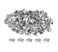 sourcing map 100 Pcs Pyramid Rivets for Clothing, 7mm 4-Jaw Square Rivets, Silver Metal Pyramid Studs Handicraft, Punk Rock Nailhead Spots for Clothing Bag Leather Shoes