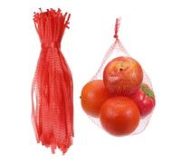 sourcing map 100 Pcs Reusable Mesh Produce Bags, 35cm/14 Inch Washable Net Storage Bags Reusable Grocery Reusable Storage Bags for Fresh Fruit Vegetables Seafood, Red