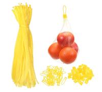 sourcing map 100 Pcs Reusable Mesh Produce Bags, 40cm/16 Inch Washable Net Storage Bags Reusable Grocery Reusable Storage Bags with Plastic Buckle for Fresh Fruit Vegetables Seafood, Yellow