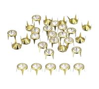 sourcing map 100 Pcs Rhinestone Stud Refills, 10mm/0.39" Rhinestone Claw Beads Nailhead, Rivets Metal Spikes for DIY Leather Craft Making Purse Clothing, Gold Frame + White Stone