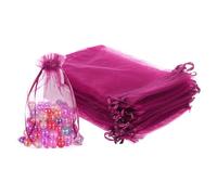 sourcing map 100 Pcs Rose Red Organza Bags 4 x 6 Inch Mini Mesh Drawstring Gift Bags Small Jewelry Pouches Bags for Wedding Festival Party Gift Favor