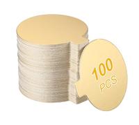 sourcing map 100 Pcs Round Cake Board with Tab, 3.15 Inch Round Cupcake Base Small Cake Plates for Dessert Cupcake Display Parties Weddings Birthdays, Gold Tone