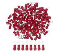 sourcing map 100 Pcs RV1.25-3 Insulated Ring Electrical Wire Connectors Wire Terminals Wire Crimp Connector Kit 22-16 AWG for Electrical Projects Industrial Chemical Industry, Red