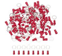 sourcing map 100 Pcs RV1.25-8 Insulated Ring Electrical Wire Connectors Wire Terminals Wire Crimp Connector Kit 22-16 AWG for Electrical Projects Industrial Chemical Industry, Red