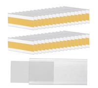 sourcing map 100 Pcs Self Adhesive Label Holder Shelf Tag, 3.5 x 1.7 Inch Shelf Strips Price Tag Index Card Clear Labels Holders with Paper Label for Supermarket Library Bookshelf