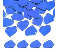 sourcing map 100 Pcs Sew on Acrylic Irregular Crystal Mirror Pieces with Holes Mirror Rhinestones Diamond Beads for DIY Dance Party Wedding Dress Clothing Bags Shoes Decoration, Dark Blue